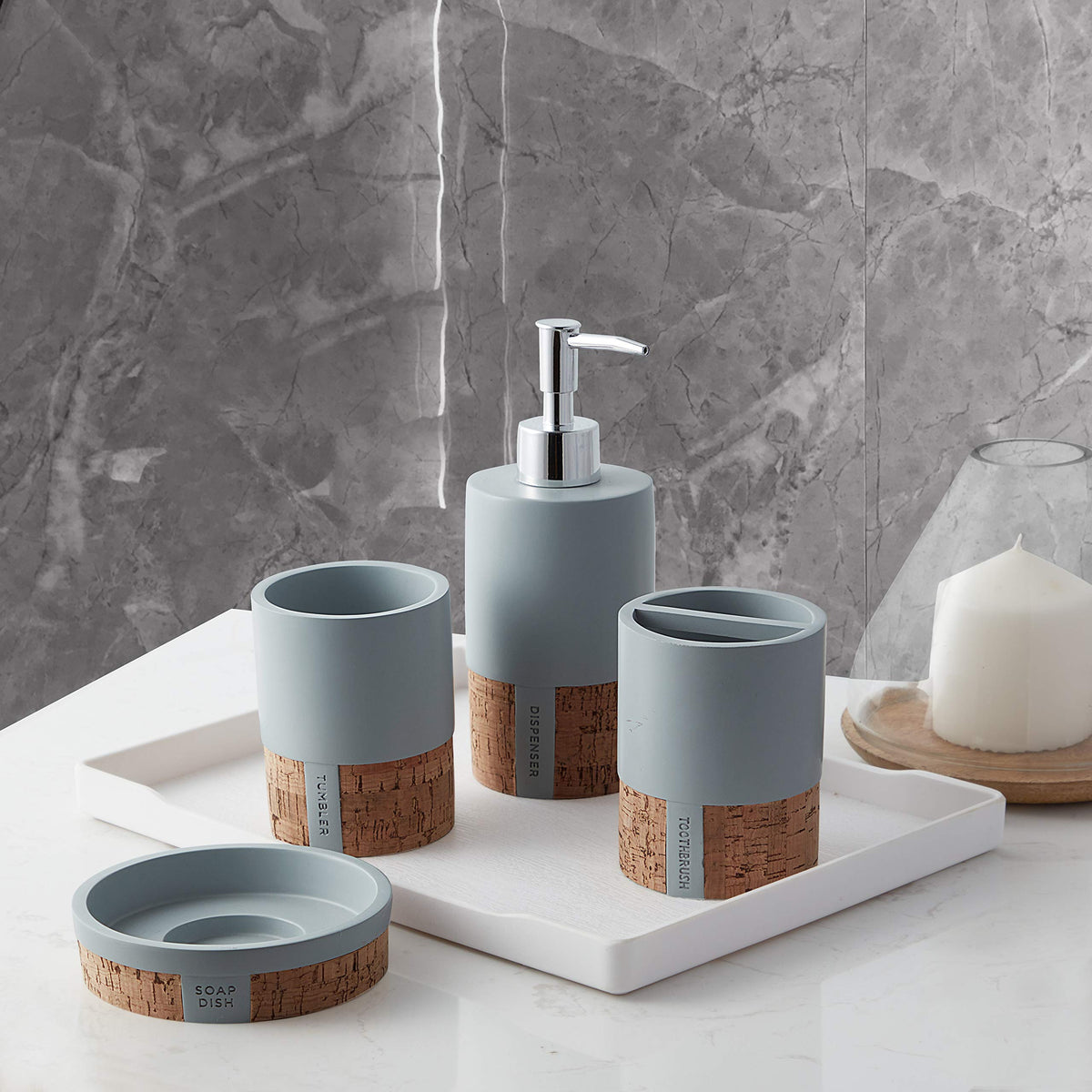 Sweet Home Collection Decorative Beautiful Designs Bath Décor, Resin, Moderno, 4 Piece Set - image 1