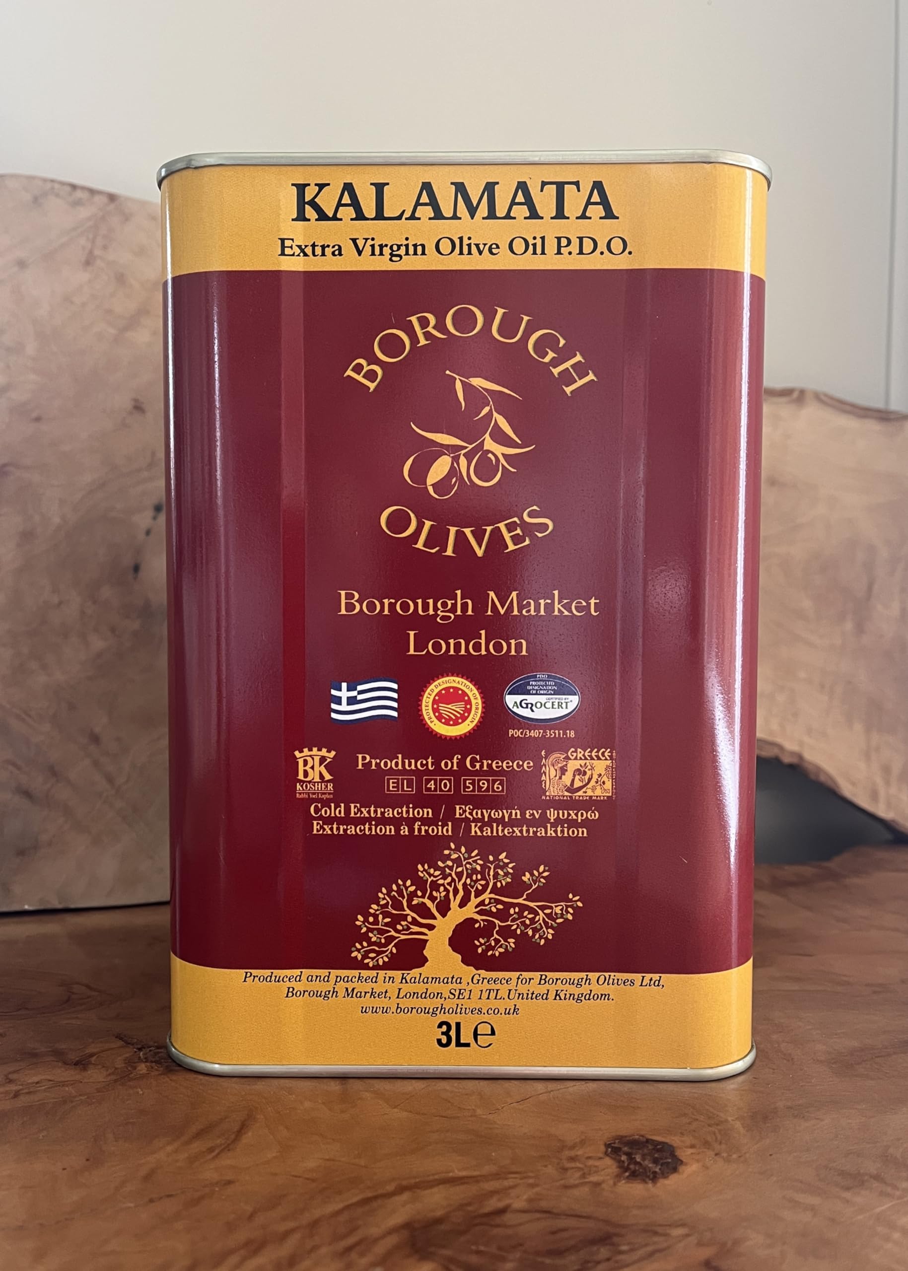 Borough Olives Kalamata Extra Virgin Olive Oil - PDO Greek, 3 Litre