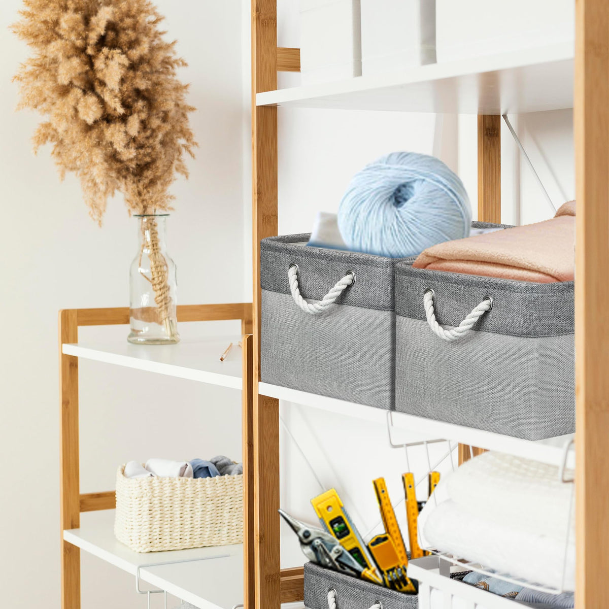 Large Storage Box, Shelf Storage Baskets with Handles, Foldable Fabric Storage Baskets Home Organizer for Shelves Wardrobes Cupboards - image 3