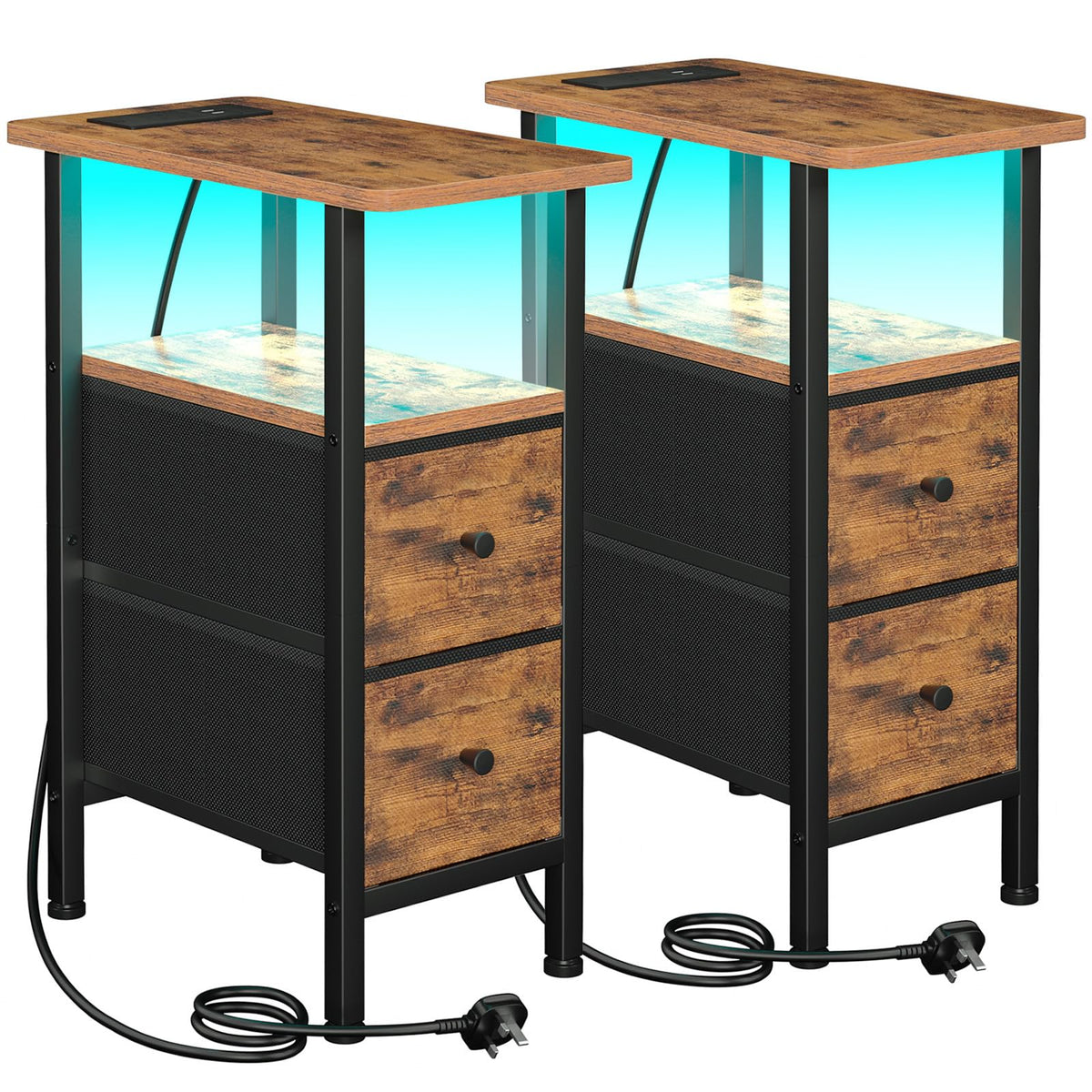LOAKEKEL Narrow Bedside Table Set of 2, Slim Side Table for Bedroom - image 1