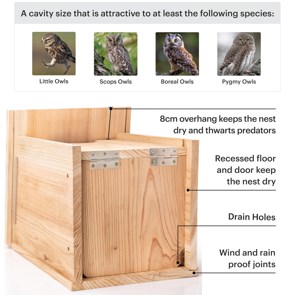 WHITEHORSE Large Owl House – Weatherproof Cedar Wood Nesting Box