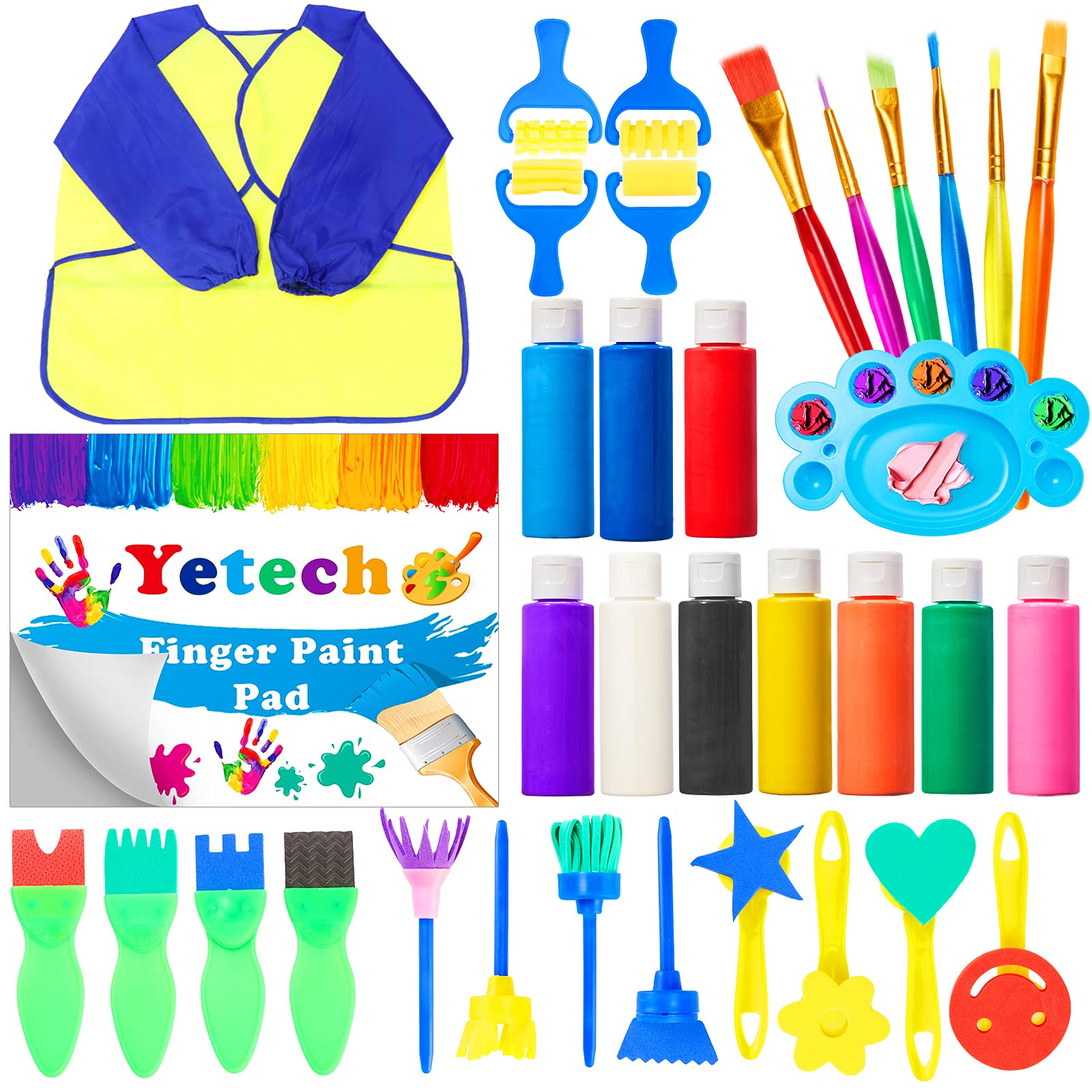 Yetech Kids Washable Finger Paint Set | 36pc Non-Toxic Art Kit