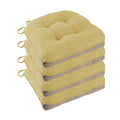 FlyGulls Non-Slip Dining Chair Cushions - Set of 4 Tufted Faux Linen Pads