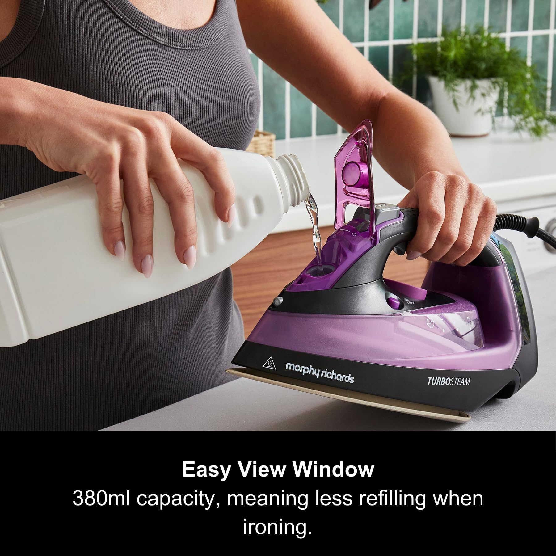 Morphy Richards Turbosteam Iron – 2800W Ceramic Soleplate, Purple