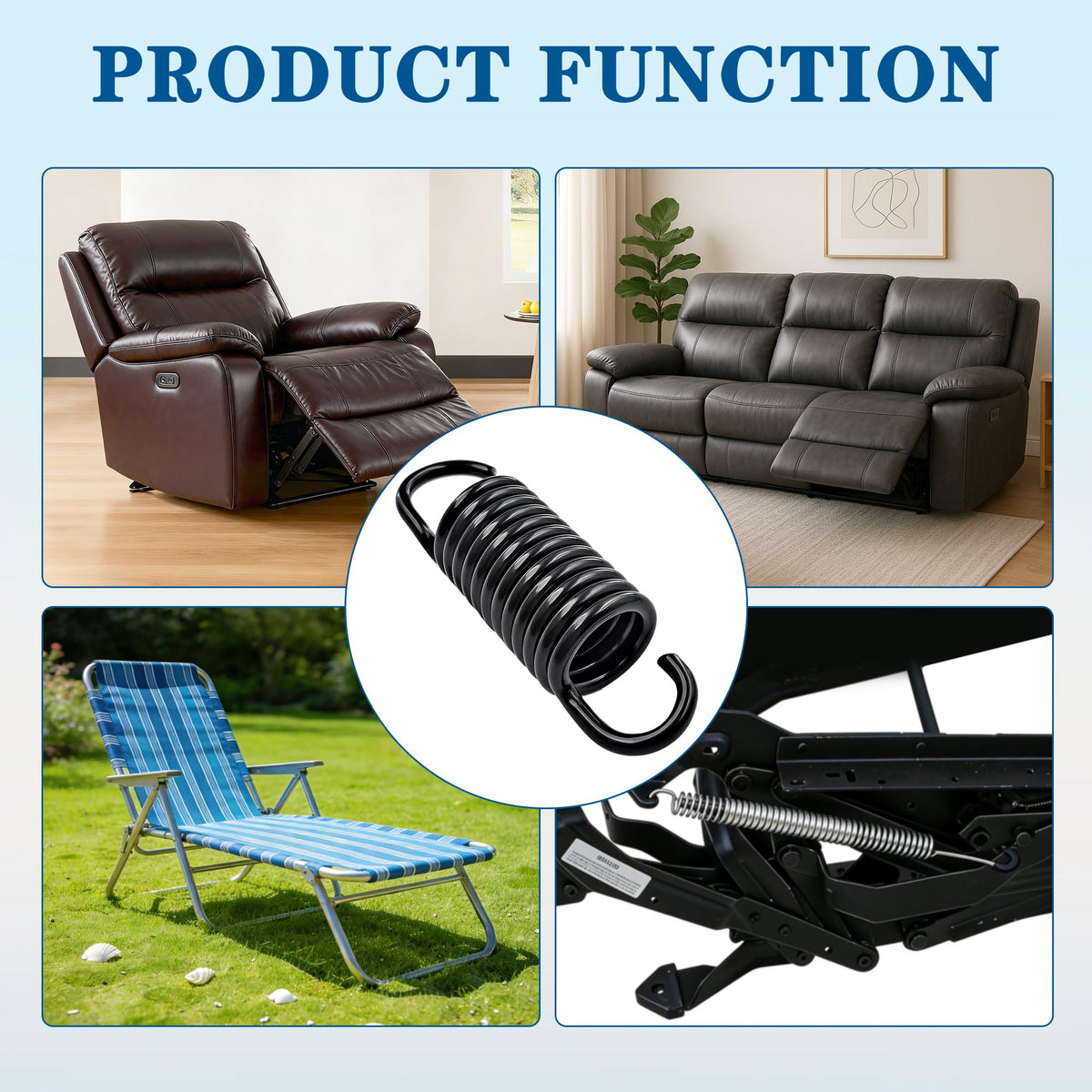Dlfeue 10 Pcs 2-1/2 Inch Electric Recliner Mechanism Tension Spring