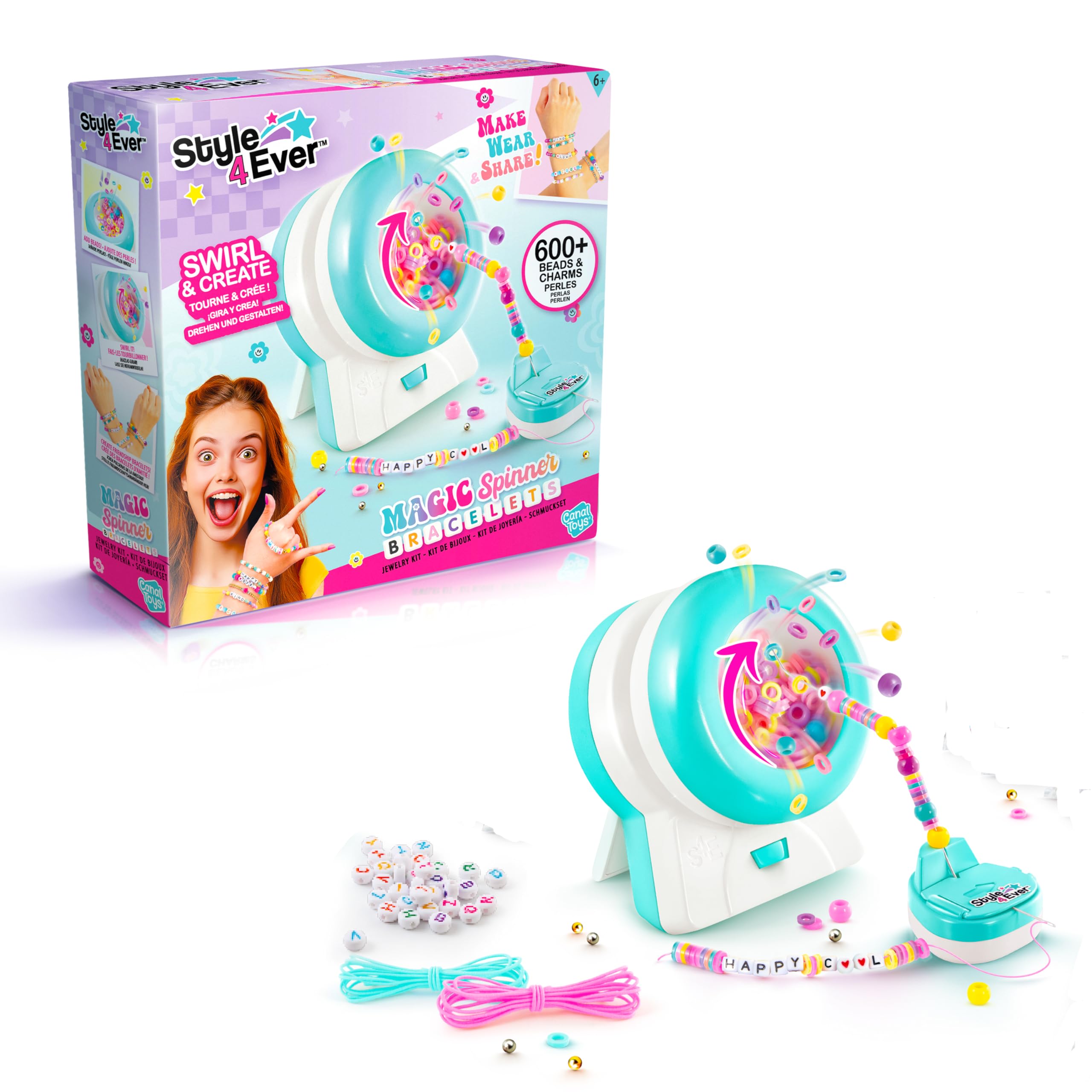 Style 4 Ever Magic Spinner DIY Friendship Bracelet Maker Kit with 600+ Beads