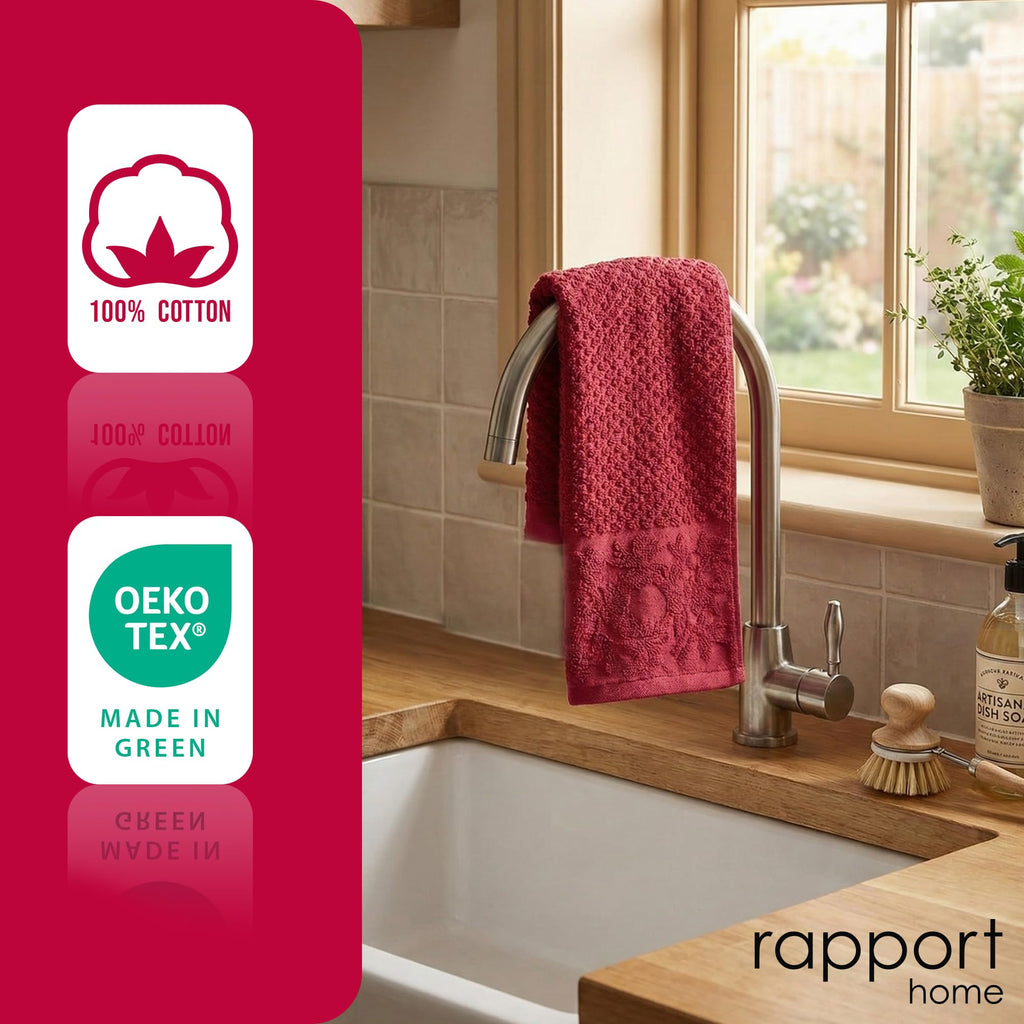 Rapport Home Versailles Jacquard Hand Towels 2 Pack - Ruby, 50x85cm - image 4