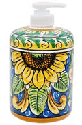 Sicilia Bedda Caltagirone Ceramic Liquid Soap Dish – Sunflower, 15cm