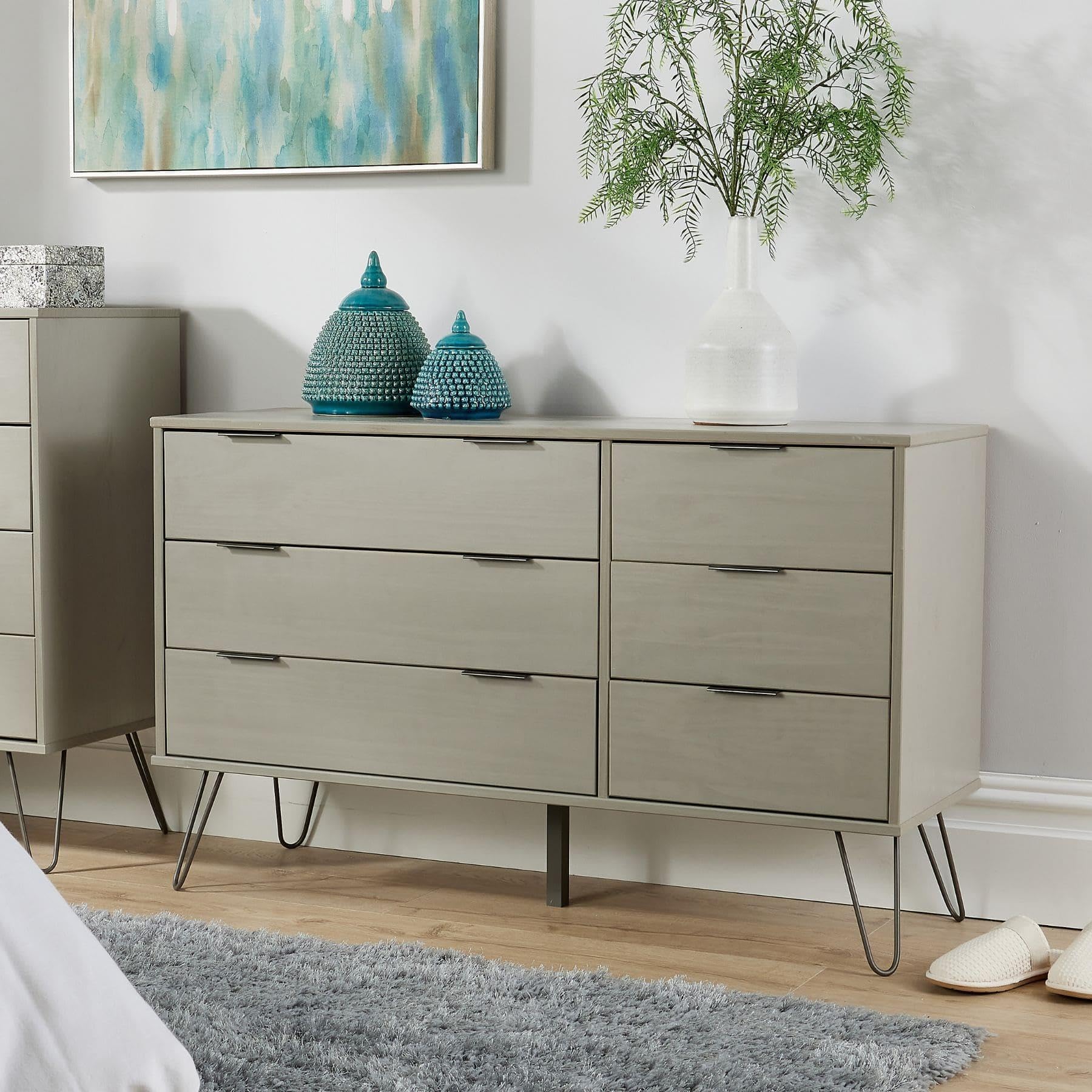 Acadia 6 Drawer Chest – Grey Industrial Wooden Storage