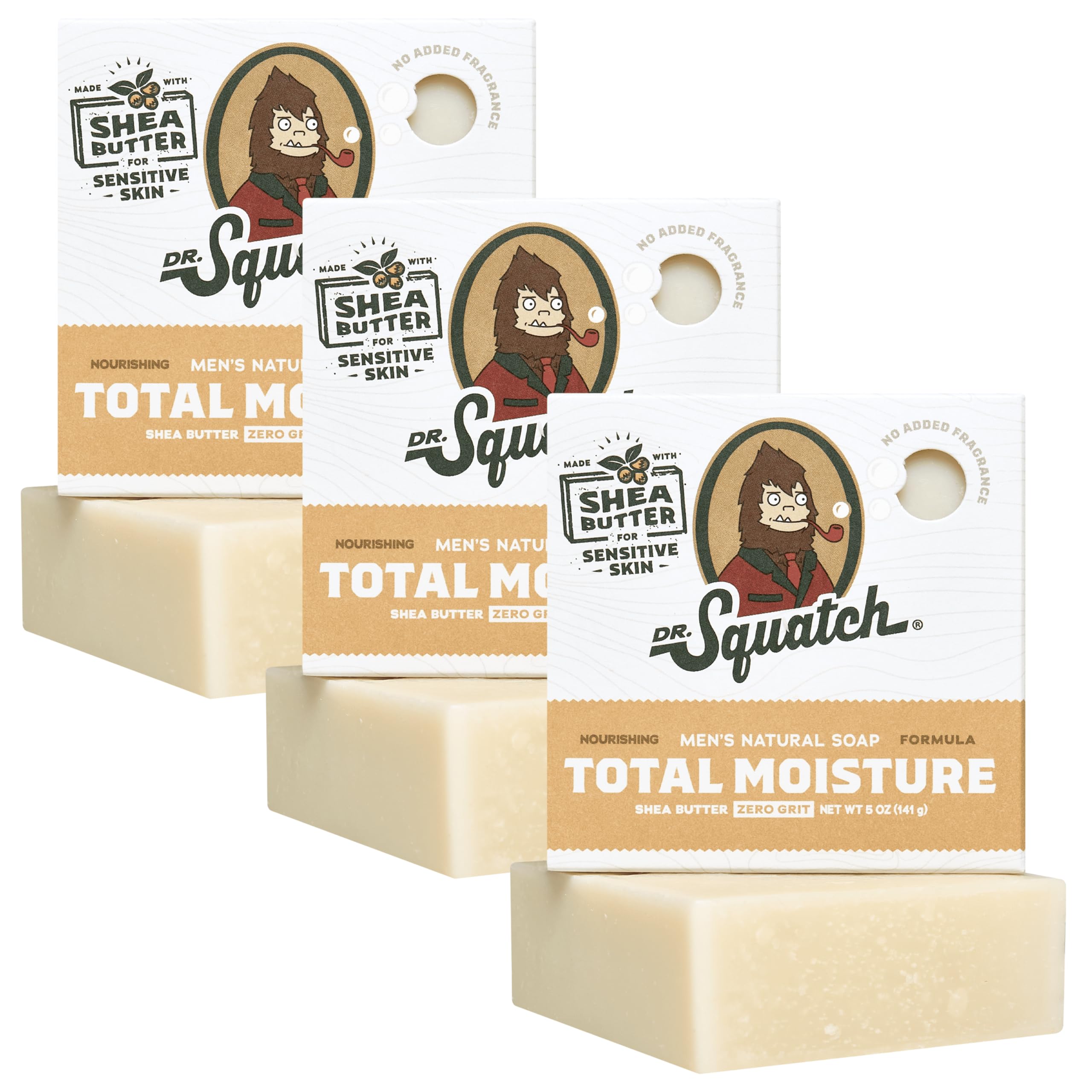Dr. Squatch Men's Natural Bar Soap – Shea Butter 3-Pack for Sensitive Skin
