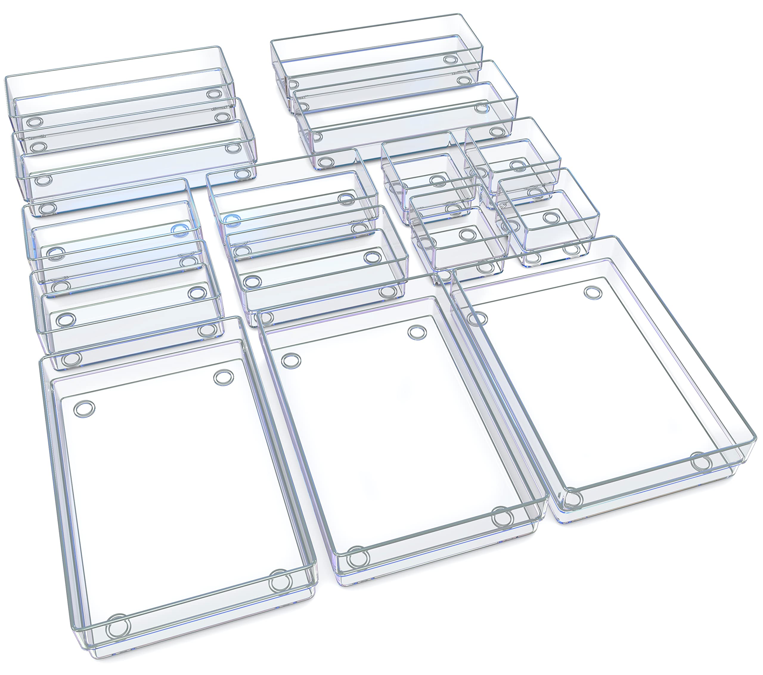15-Piece Clear Drawer Organiser Trays | Makeup Dividers