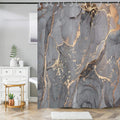 Marble Shower Curtain – Modern Grey Gold Waterproof Polyester