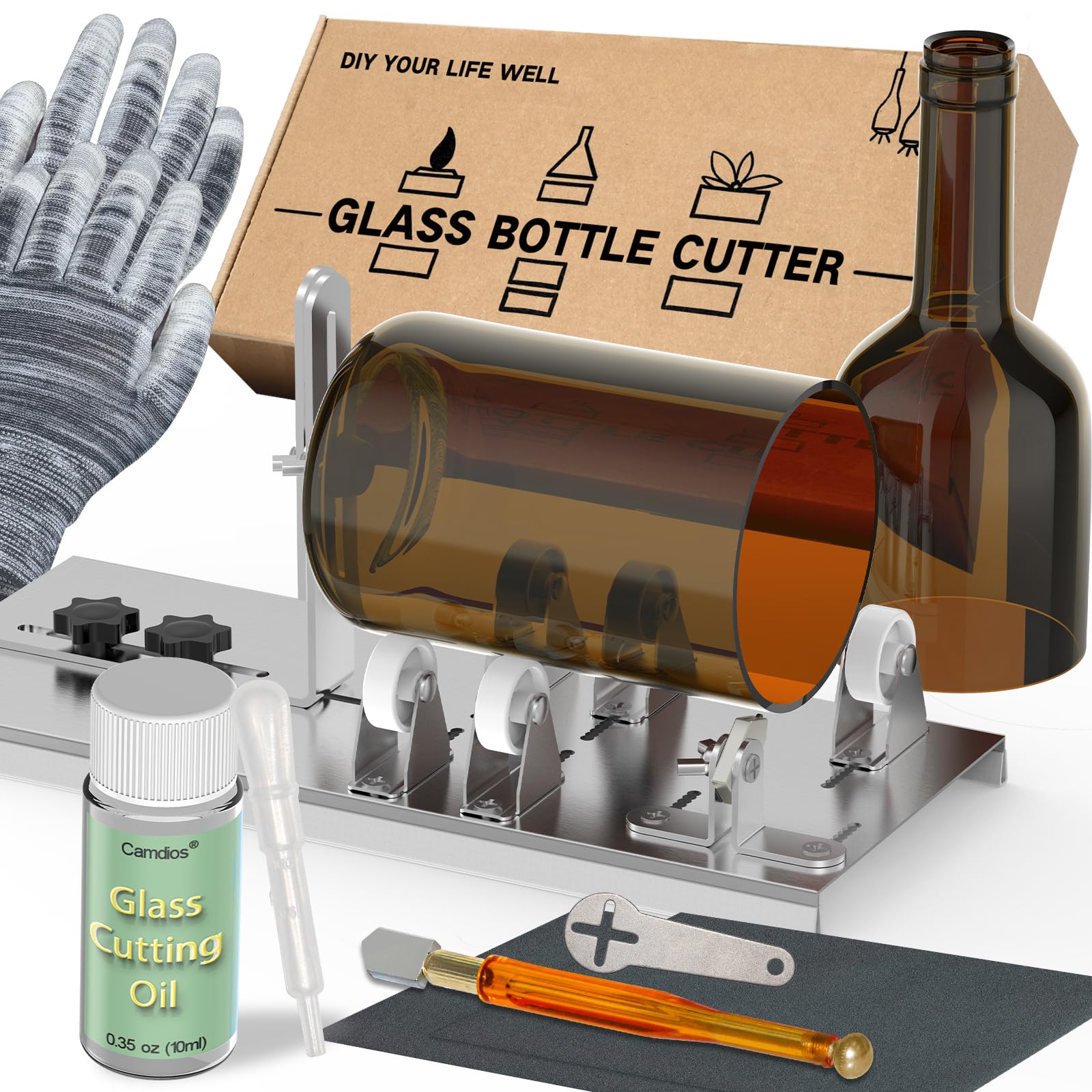 Camdios Upgraded Glass Bottle Cutter Kit for Wine and Beer Bottles