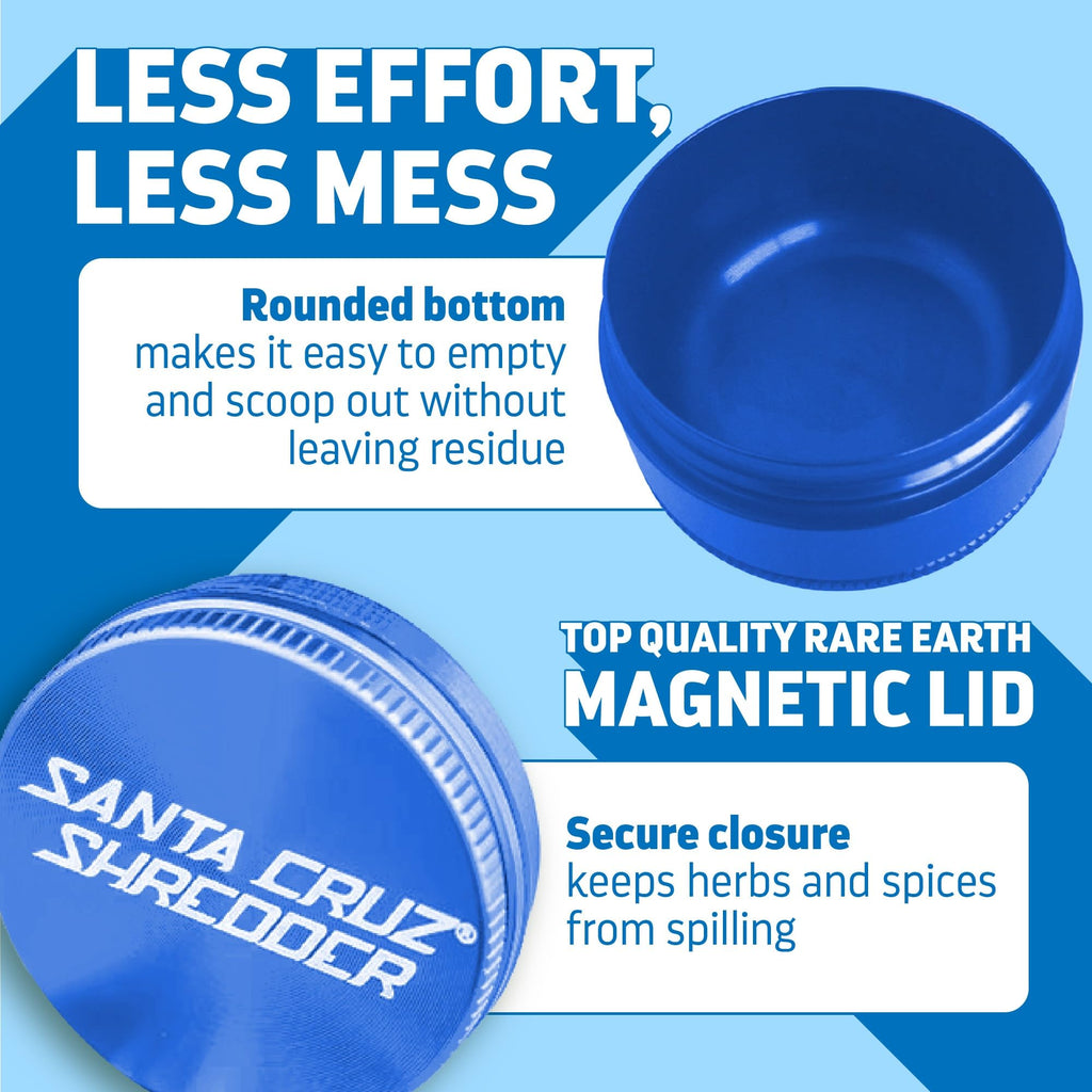 Santa Cruz Shredder 3-Piece Medium Herb Grinder | Blue Aluminum 2.125"