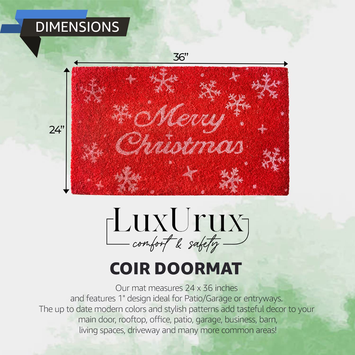 LuxUrux Natural Coco Coir Welcome Mat | Heavy-Duty PVC Backing - 60x90cm