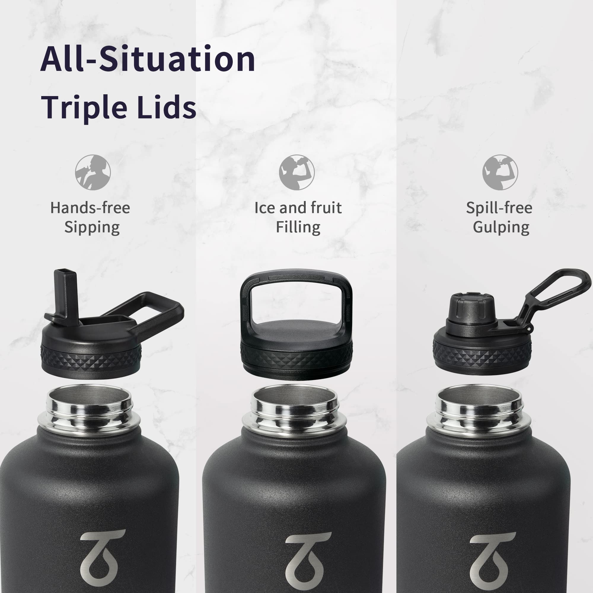 Trebo 2L Insulated Stainless Steel Water Bottle with Paracord Handle