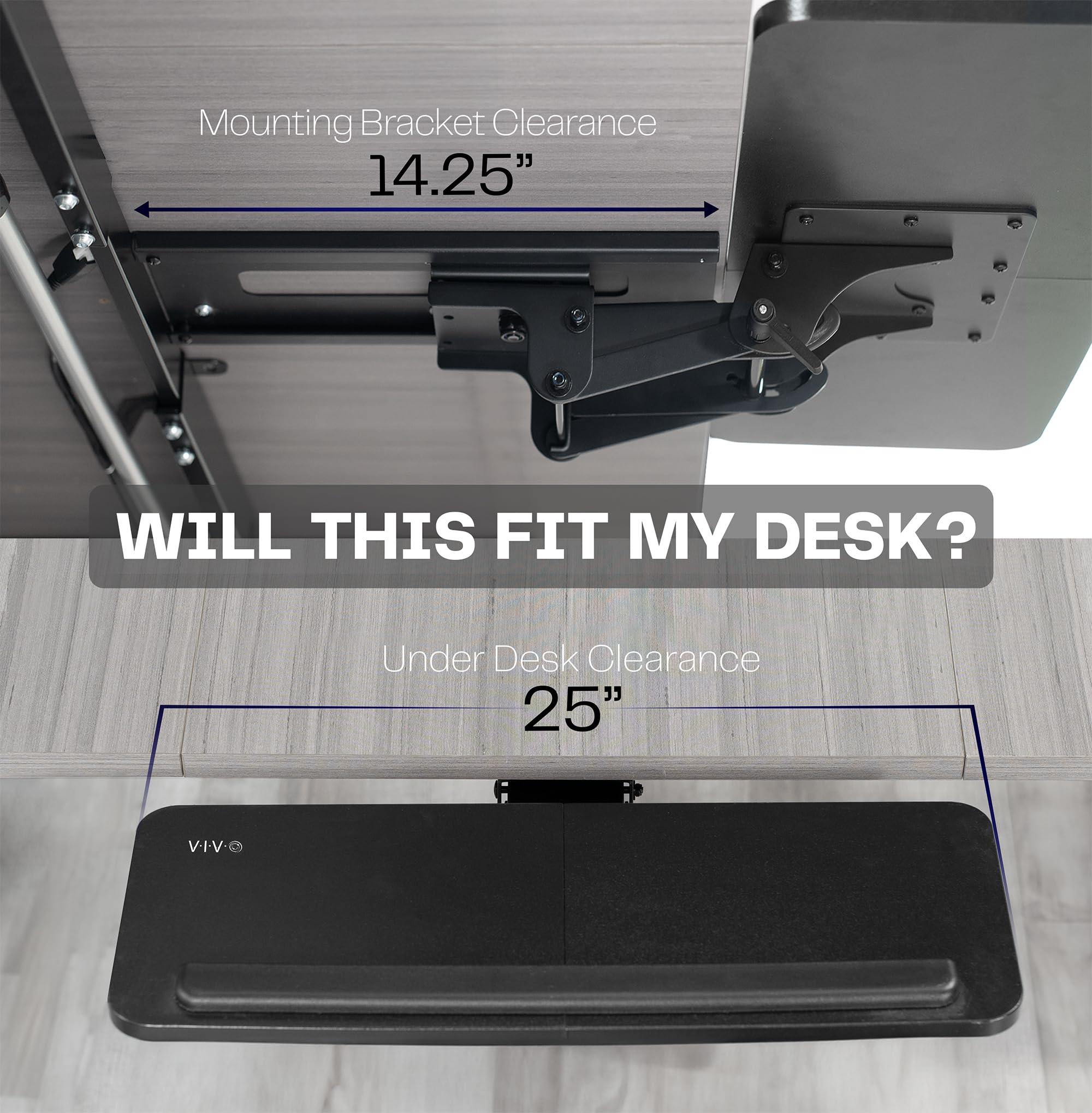 VIVO Ergonomic Under Desk Keyboard Tray - Adjustable Mouse Platform