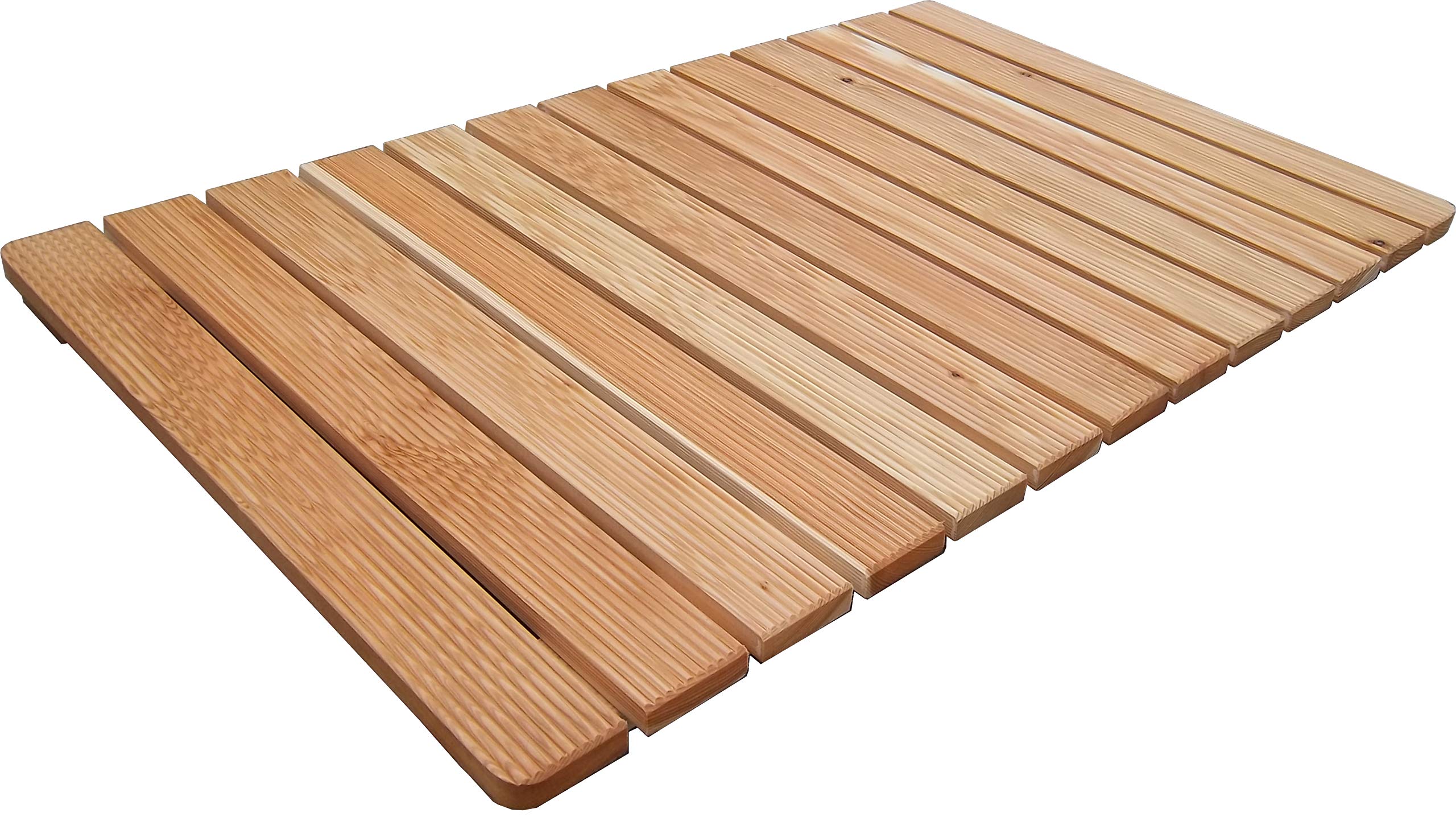 Castelmerlino Larch Wood Non-Slip Shower Platform Mat - 105 x 62 cm
