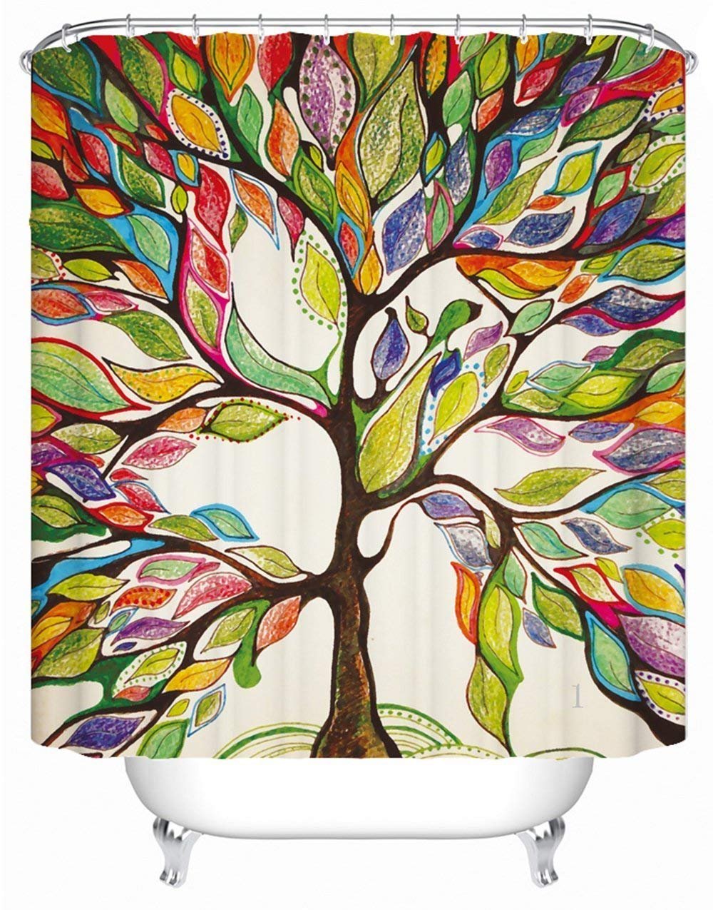 Waterproof Polyester Shower Curtain – Anti-Mould Tree Design