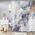 Marble Shower Curtain – Blue & Gold Abstract Art Polyester