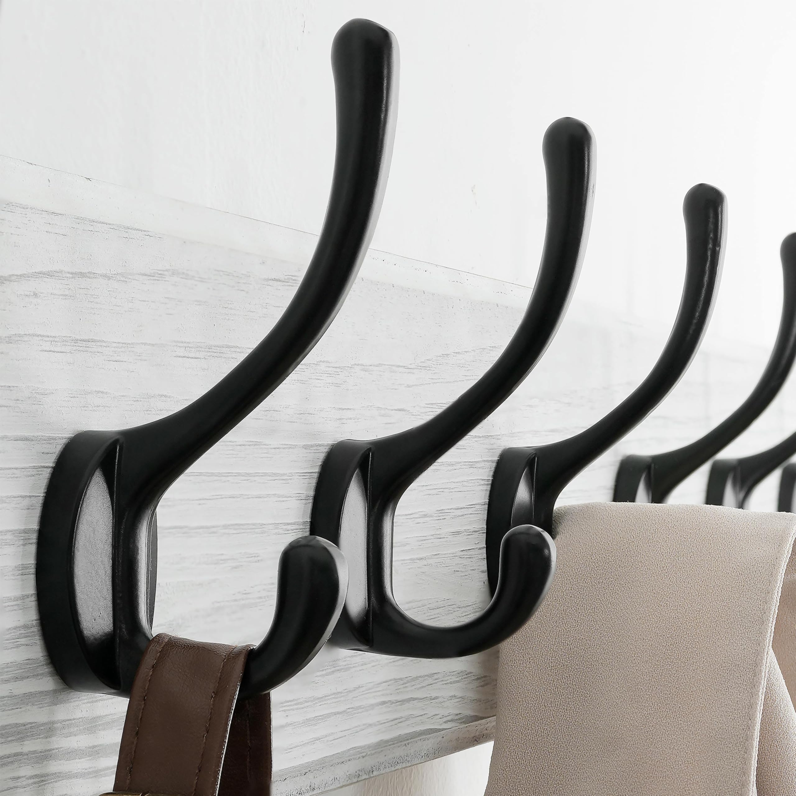 SKOLOO Farmhouse Wall Mounted Coat Rack | 5-Hook Pine Wood Hanger, 2-Pack