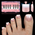 NOVO OVO Ombre French Tip Press on Toe Nails – Soft Gel Pink Pedicure