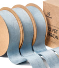 Vitalizart Dusty Blue Velvet Ribbon - 1 Inch x 15 Yards Double Faced Set