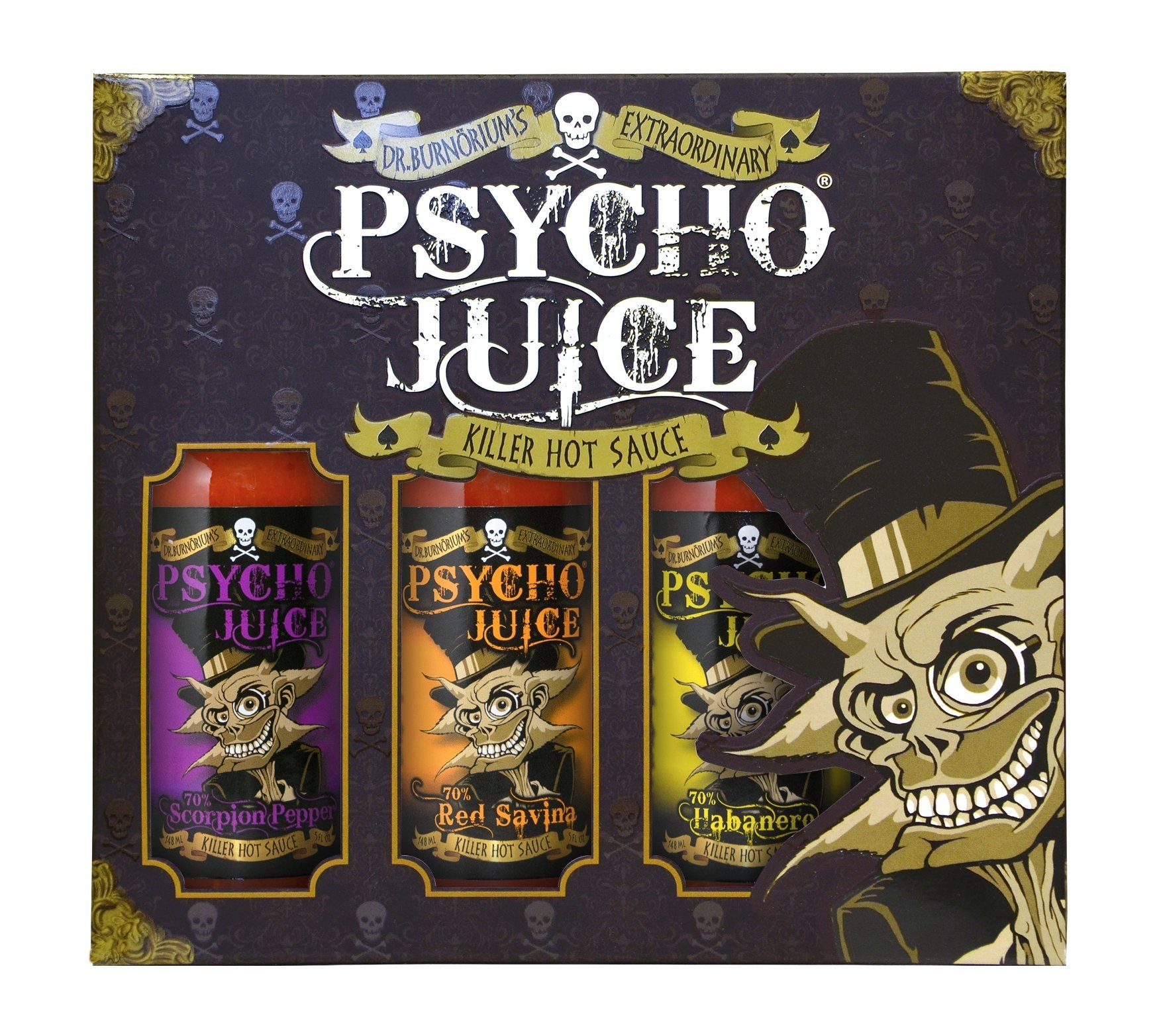 Psycho Juice 70% Collection 2 Hot Sauce Gift Box - 3 Pack Chilli Set