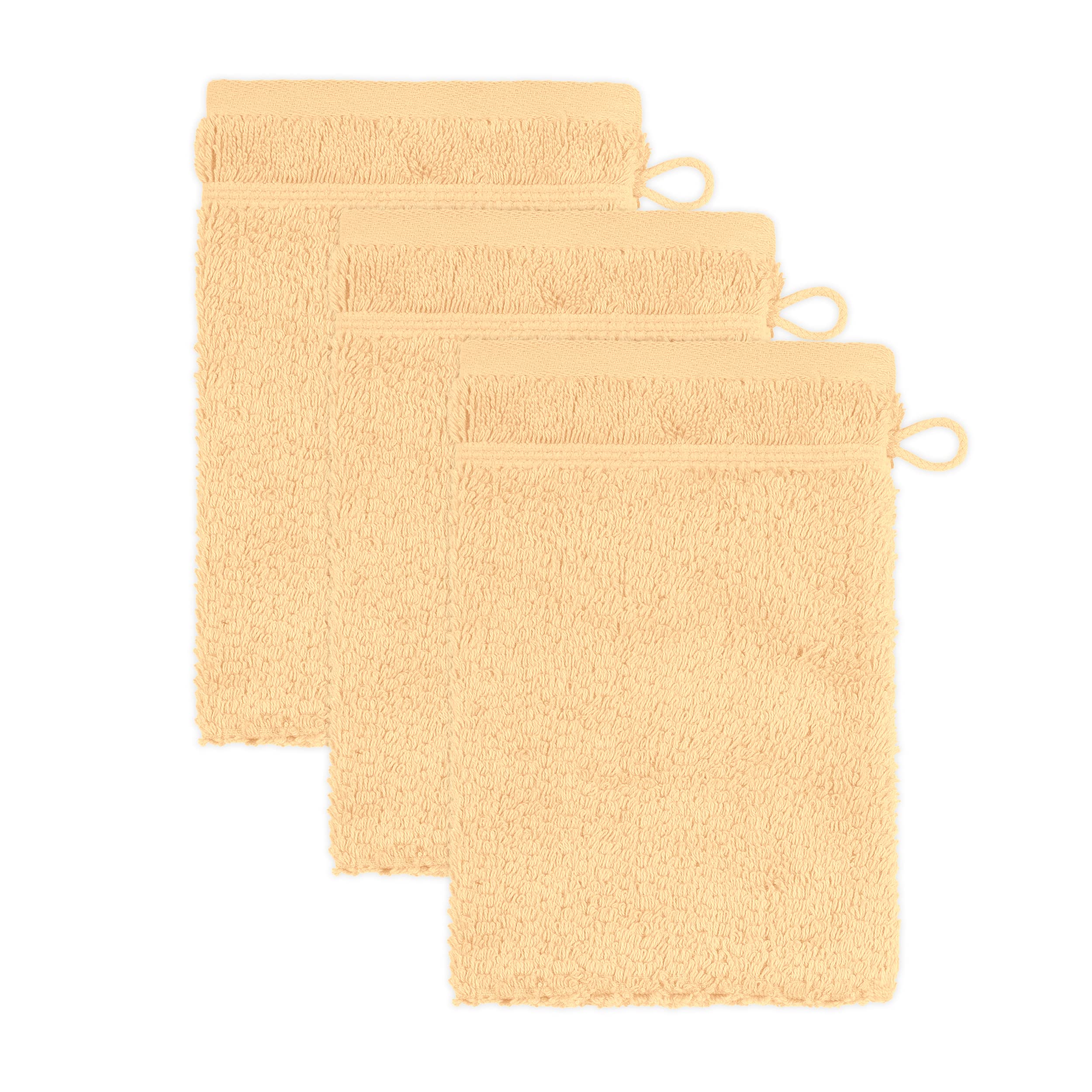 frottana Pearl Wash Glove 15x20cm - 100% Cotton, Maize (3-Piece Set)