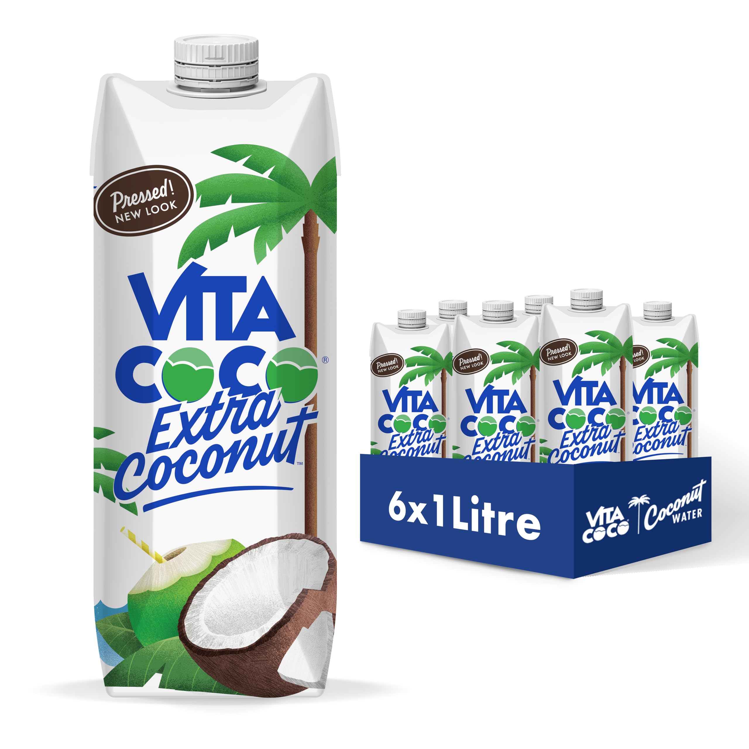 Vita Coco Pressed Coconut Water – 1L Multipack (6 Pack) with Vitamin C