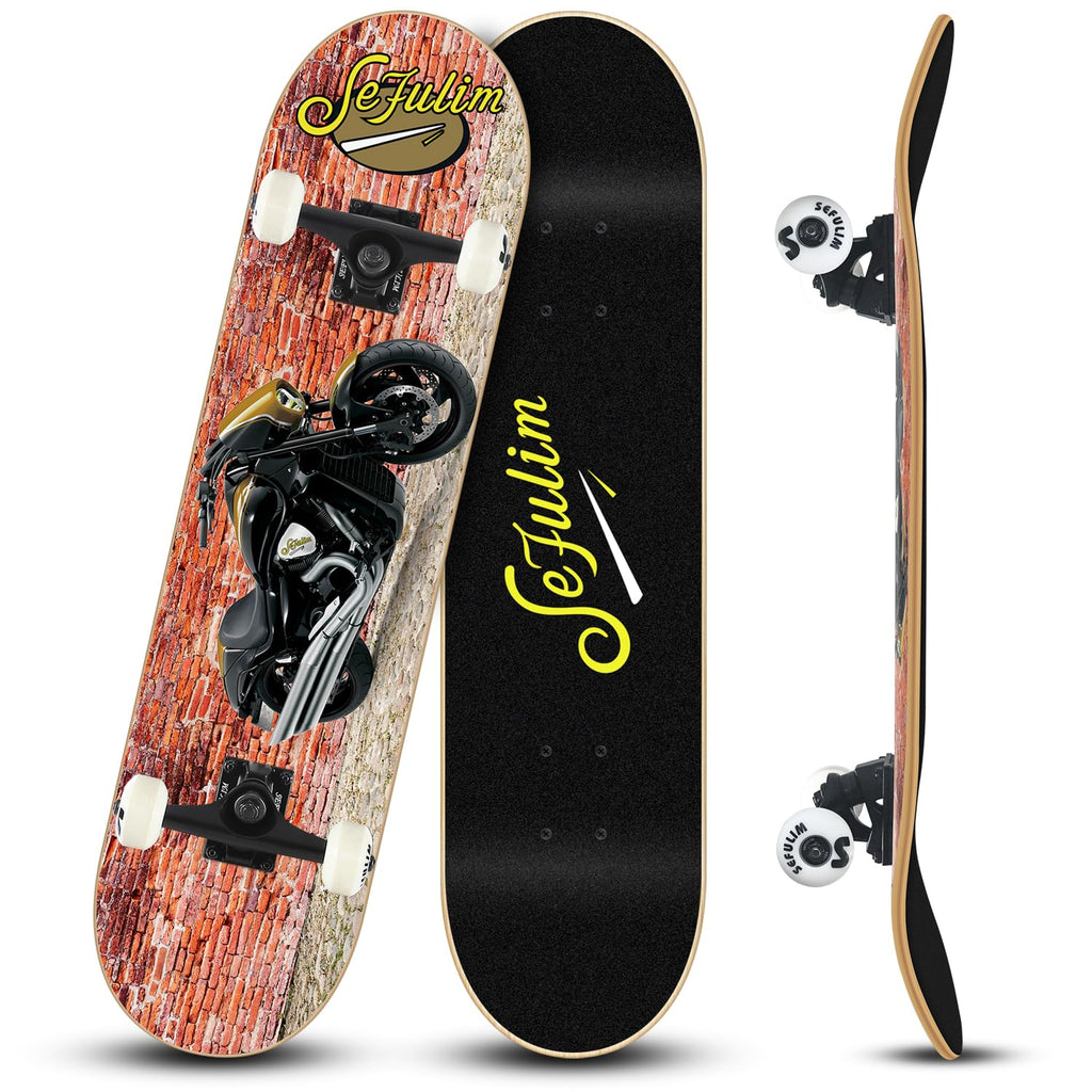 Sefulim Complete Skateboard – 31x8 Inch 7-Layer Canadian Maple Deck