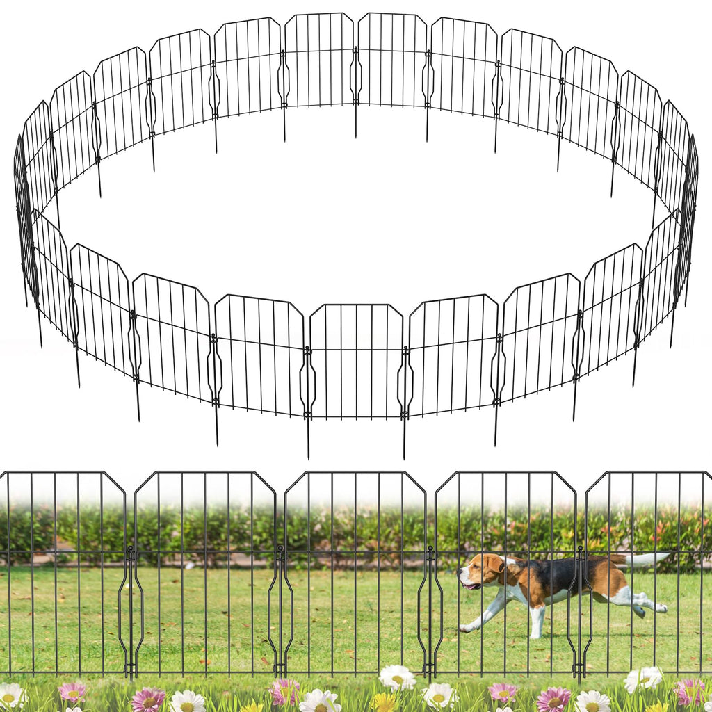 WELDUN Metal Garden Fencing - 25 Pack Decorative Animal Barrier Fence