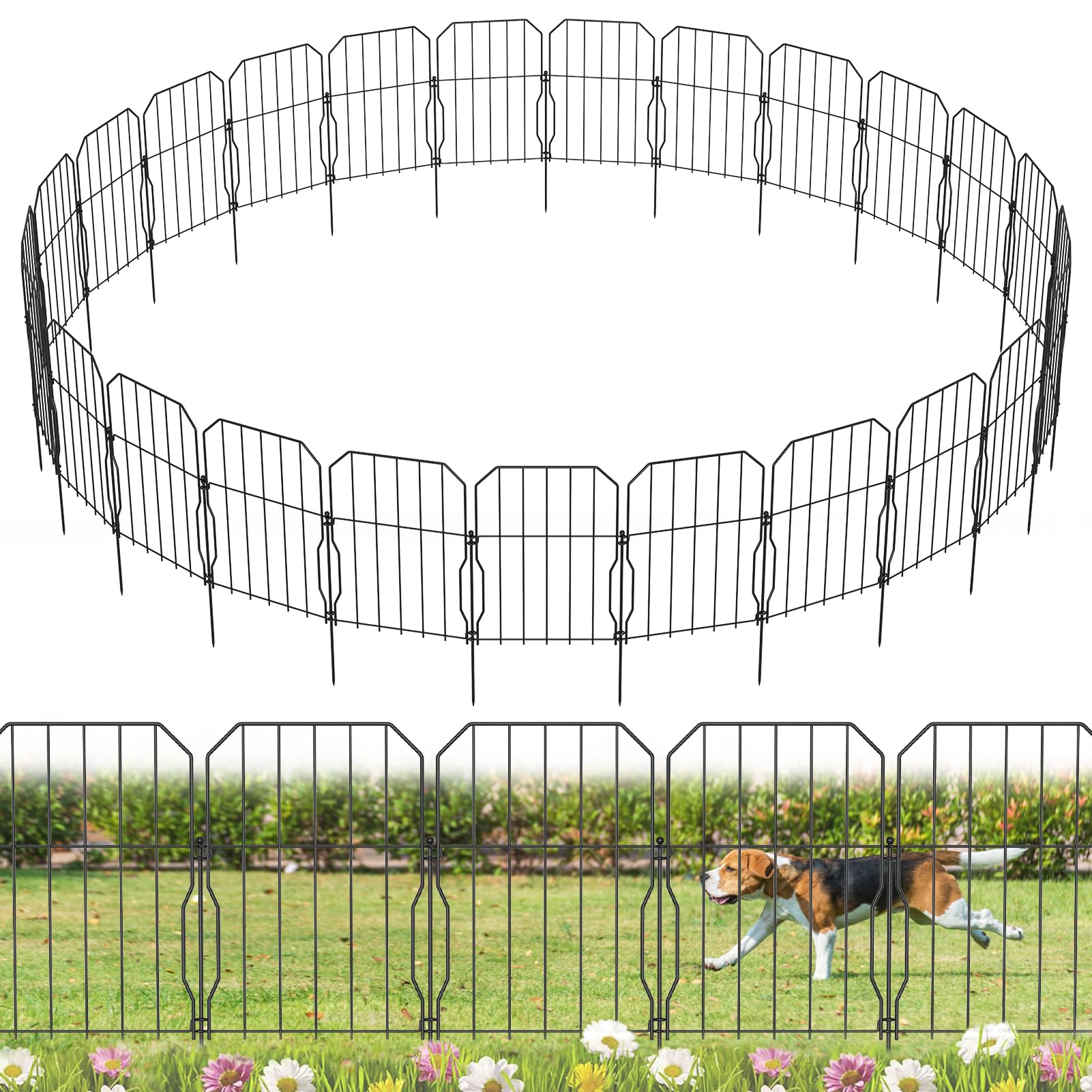 WELDUN Metal Garden Fencing - 25 Pack Decorative Animal Barrier Fence