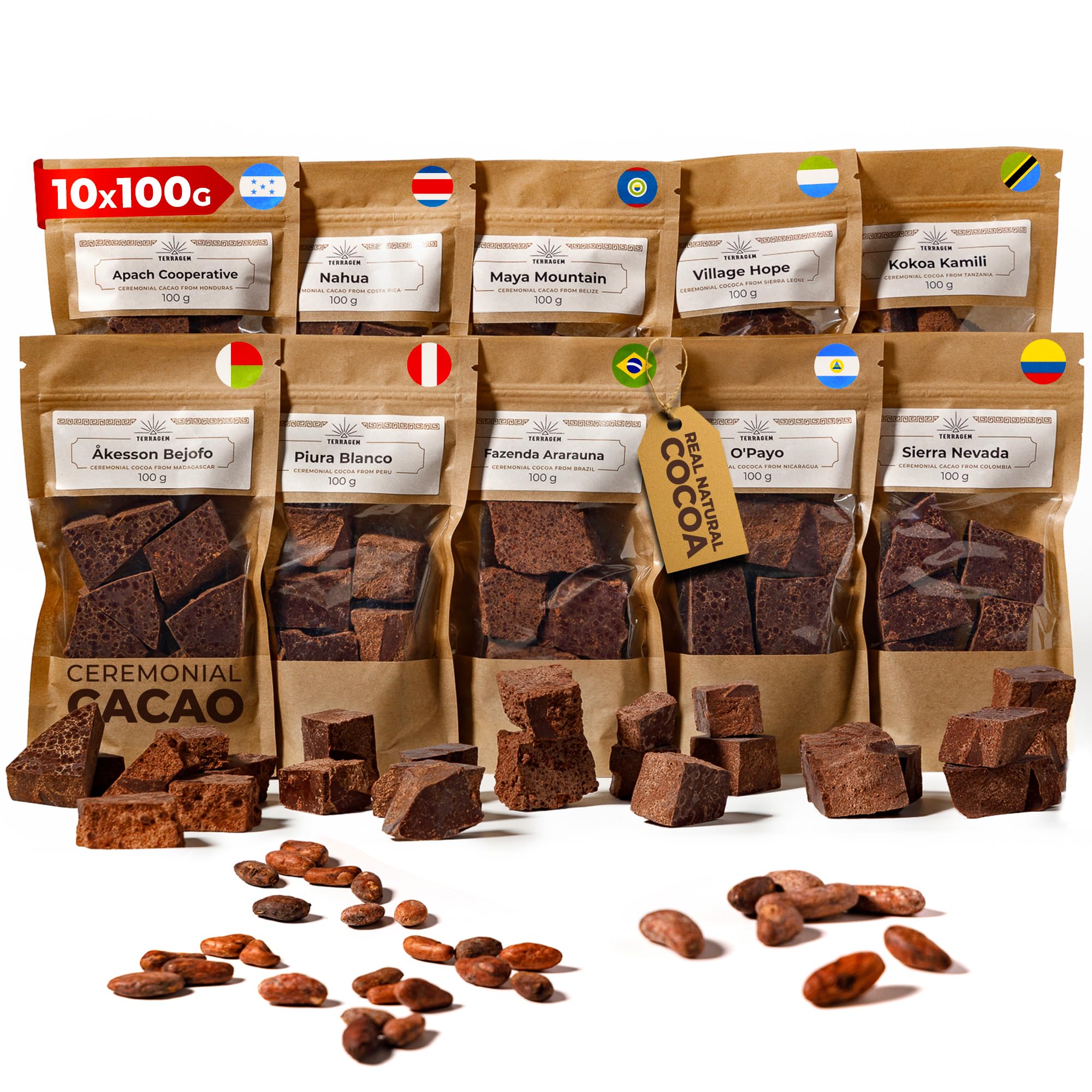 Jolof Store Ceremonial Grade Cacao Mass Blocks – 100% Pure 1kg Set