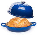 Nuovva Enamelled Cast Iron Dutch Oven - 6 Quart Bread Pot, Dark Blue