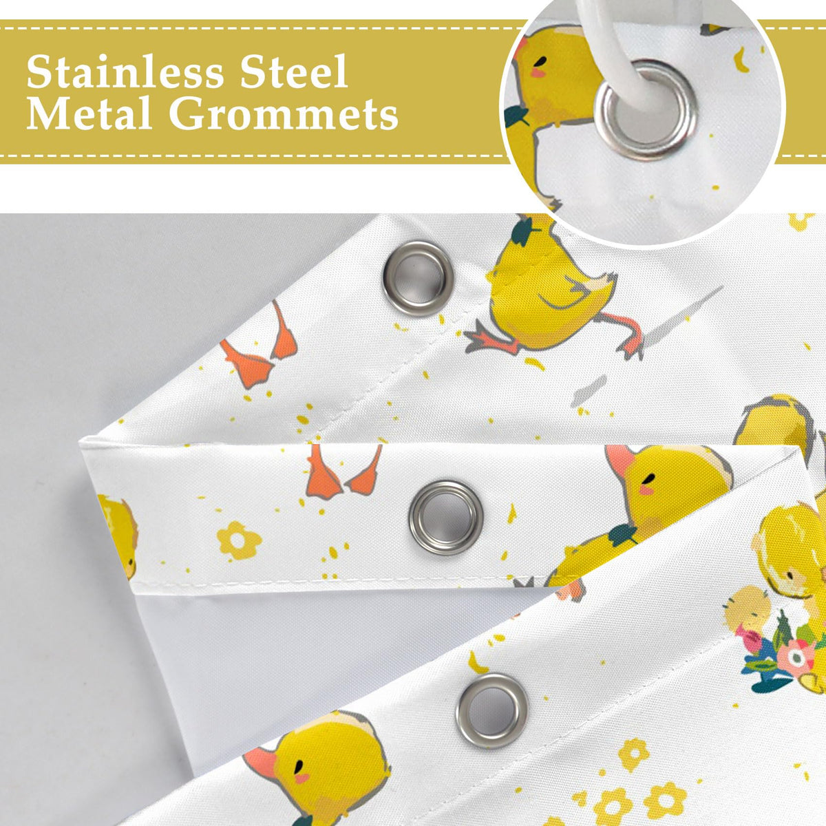 Yellow Duck Shower Curtain with Hook for Bathroom Decorative 71x71inch - image 5