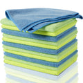 Zwipes Microfiber Cleaning Cloths – 12 Pack Absorbent Towels, Blue/Green