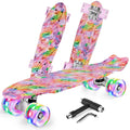 BELEEV 22 Inch Cruiser Skateboard with LED Light Up Wheels for Beginners