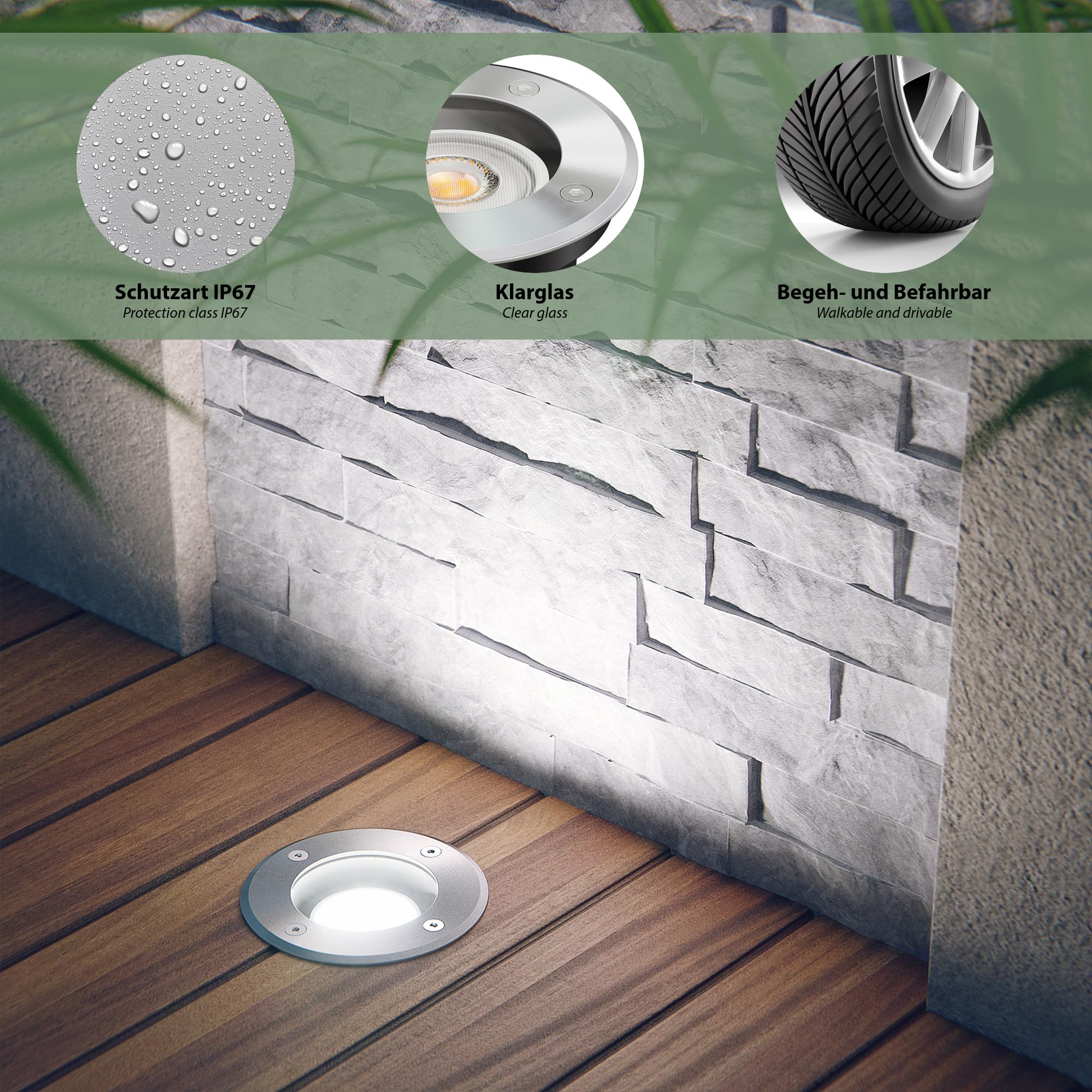 ledscom.de BOLI Ground Recessed Light - 6 Pcs IP67 Stainless Steel GU10
