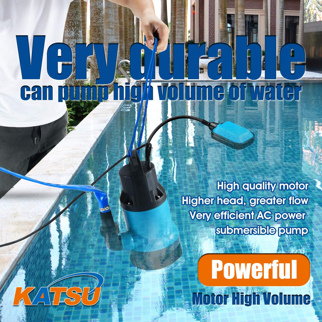 KATSU 400W Submersible Water Pump with 10m Hose & Quick Connector