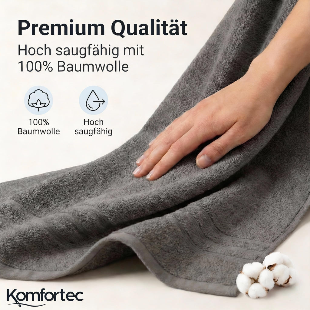 Komfortec Jumbo Bath Towels, 100% Cotton, Quick Dry, 80x200, Grey & Purple - image 4