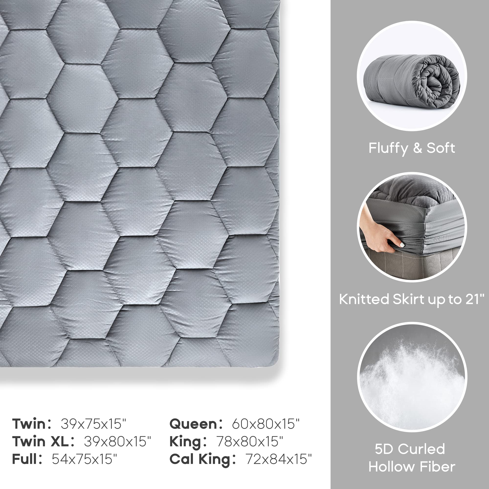 SONIVE Waterproof Mattress Topper – Quilted Super King Mattress Protector