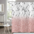 Hnmdmyi Pink Marble Shower Curtain – Abstract Rose Gold Waterproof Decor