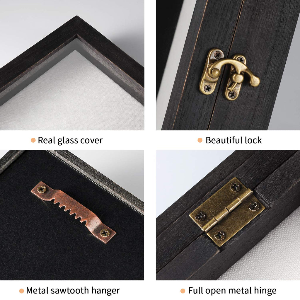 TJ.MOREE Large Shadow Box Display Case – 13x16 Wood Memory Frame with Glass