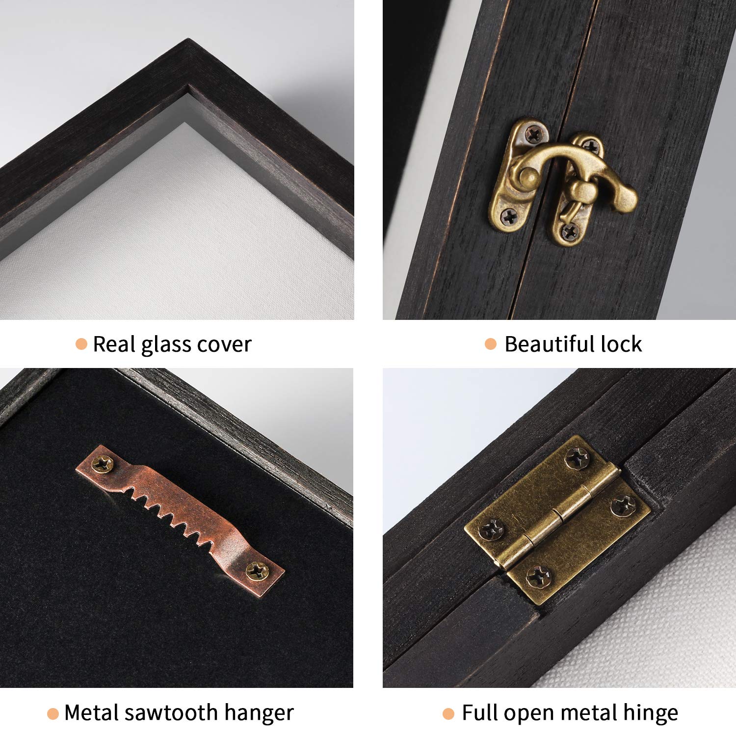 TJ.MOREE Large Shadow Box Display Case – 13x16 Wood Memory Frame with Glass