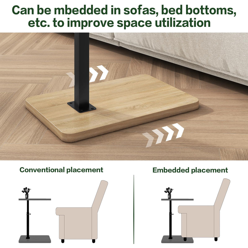IBUYKE C Shaped Side Table,360° Swivel Height Adjustable,Natural TVT003R - image 4