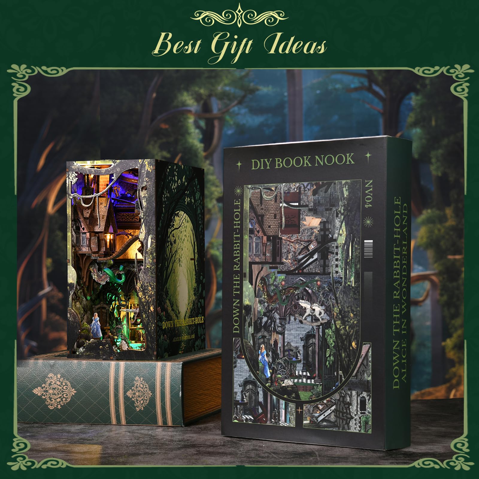 MiniCity Alice in Wonderland Book Nook Kit | 3D Wooden Puzzle with LED