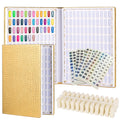 Acycoin2A 216 Color Nail Art Display Chart – Gold PU Leather Book