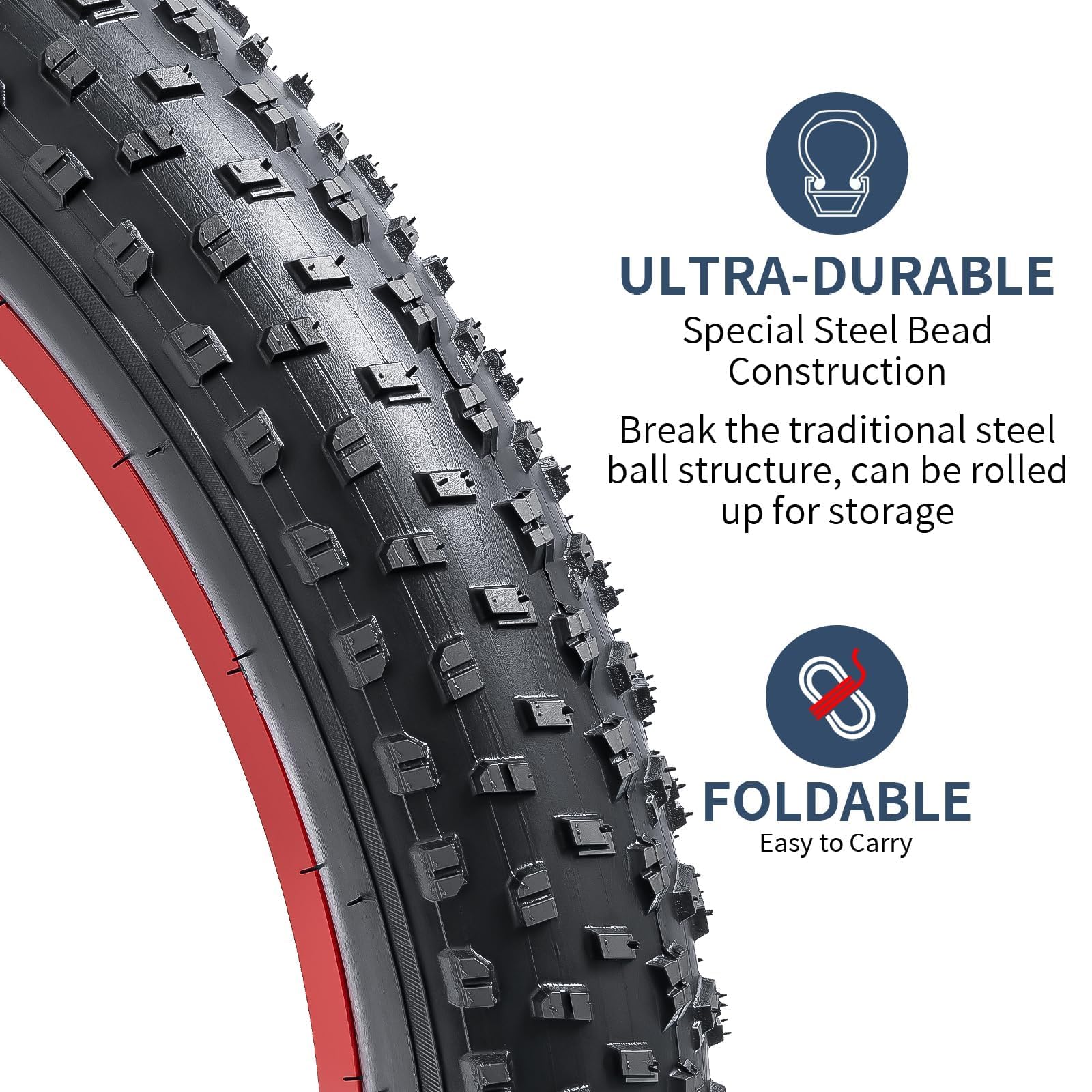 YunSCM 26x4.0 Fat Bike Tire and Heavy Duty Inner Tube Set | Folding