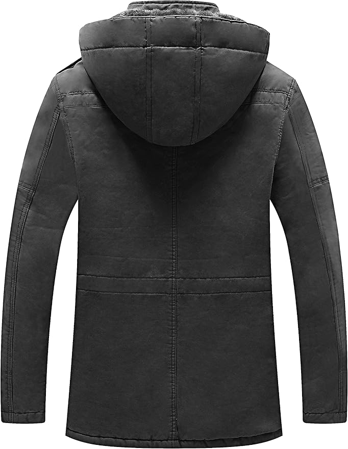 WenVen Men's Winter Parka – Thick Fleece Lined Hooded Cotton Jacket